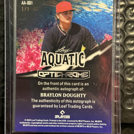 Leaf 2025 Braylon Doughty Cleveland Gaurdians Card#AA-BD1 Auto 1/1