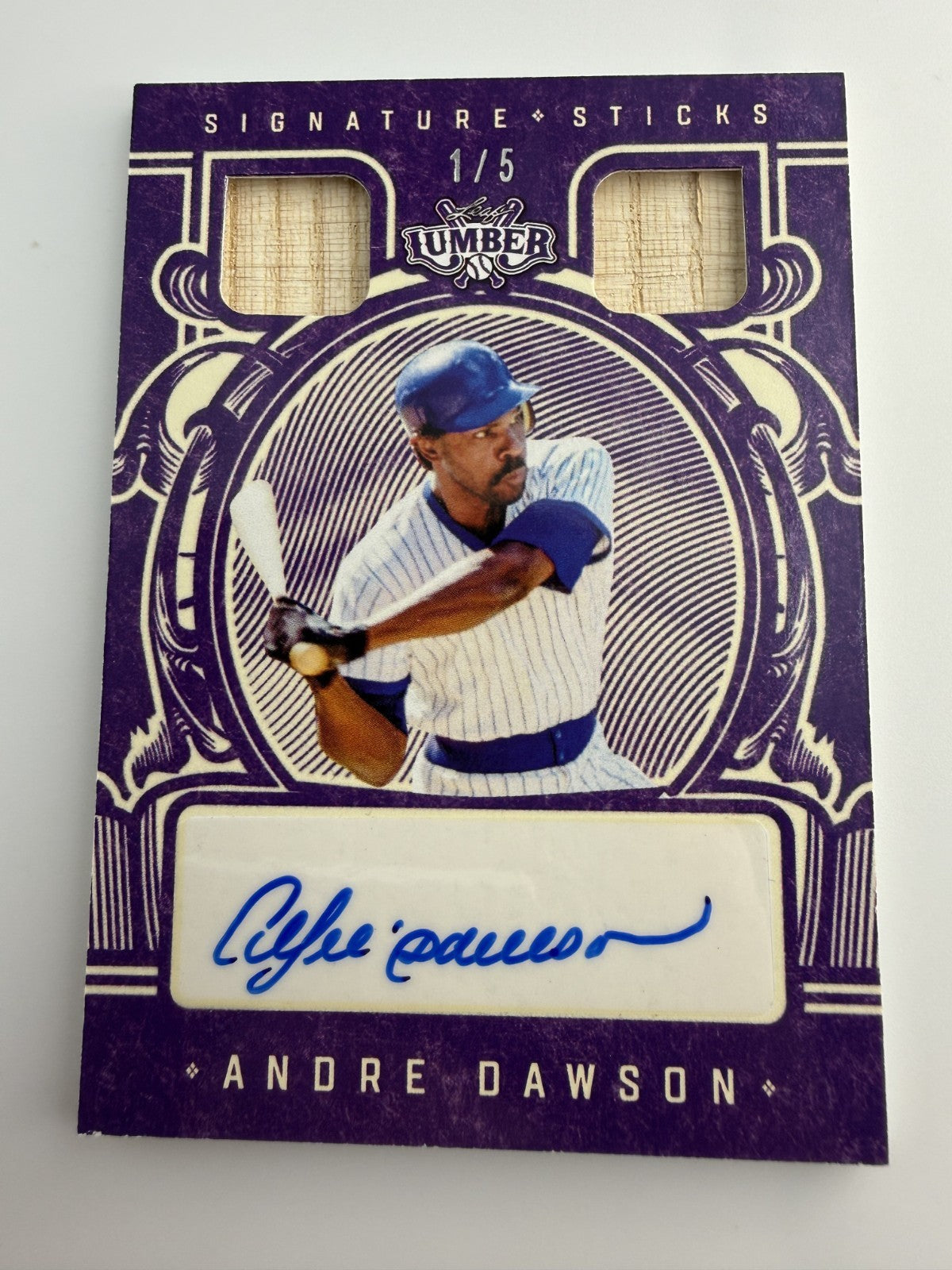 2025 Leaf Lumber Andre Dawson HOF Signature Sticks Purple Auto 1/5  #SS-AD1