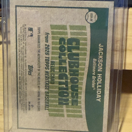 JACKSON HOLLIDAY 2026 TOPPS HERITAGE CLUBHOUSE GAME-USED PATCH CCH-JH