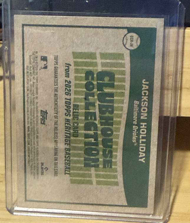JACKSON HOLLIDAY 2026 TOPPS HERITAGE CLUBHOUSE GAME-USED PATCH CCH-JH