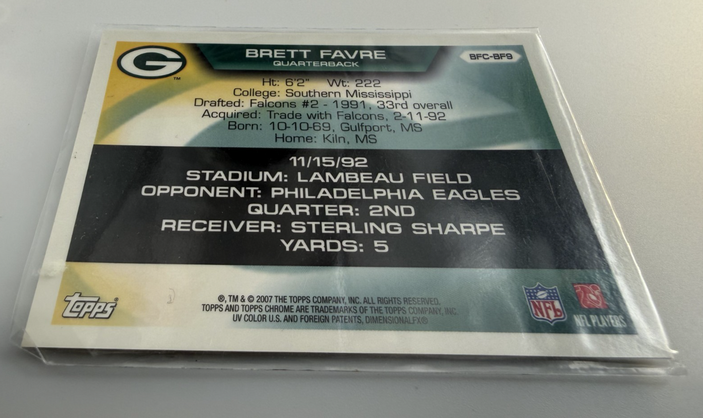 2007 Brett Farve Flight to 420 Topps Chrome #BFC-BF9 Green Bay Packers