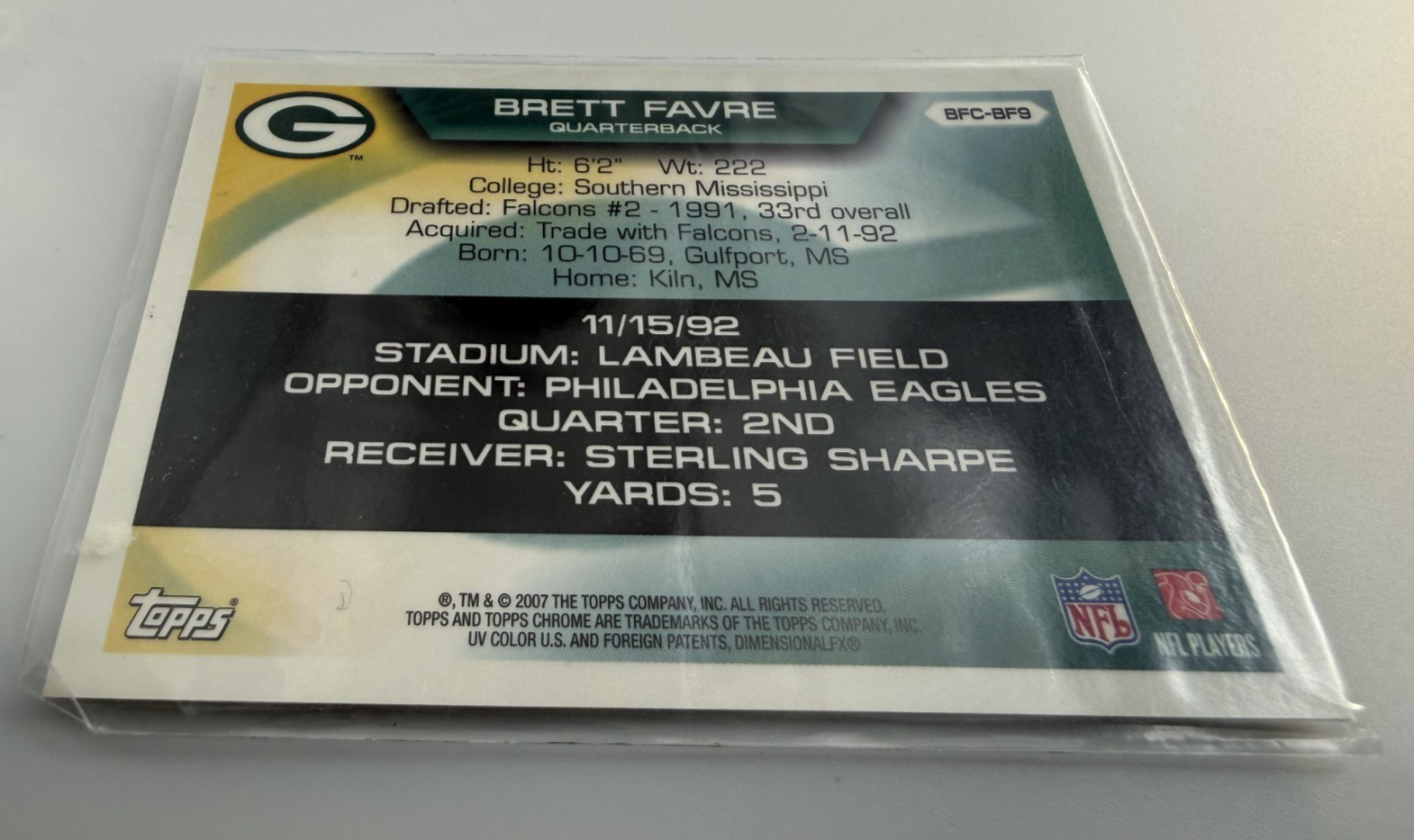 2007 Brett Farve Flight to 420 Topps Chrome #BFC-BF9 Green Bay Packers