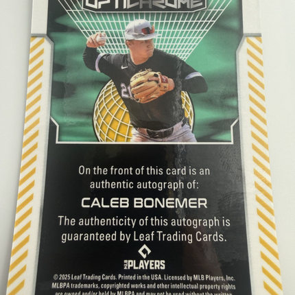 2025 Leaf Caleb Bonemer Optichrome MLB 15 Prospect # BA-CB2 Auto 4/4