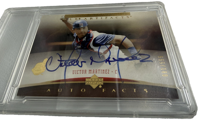 VICTOR MARTINEZ AUTOGRAPHED #81 of 599 ARTIFACTS CARD 2005 UPPER DECK MLB