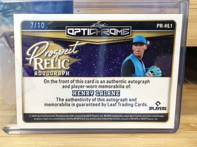 2025 Leaf Prospect Relic Henry Lalane 14th rank Prospect w/NY Yankees Auto 7/10