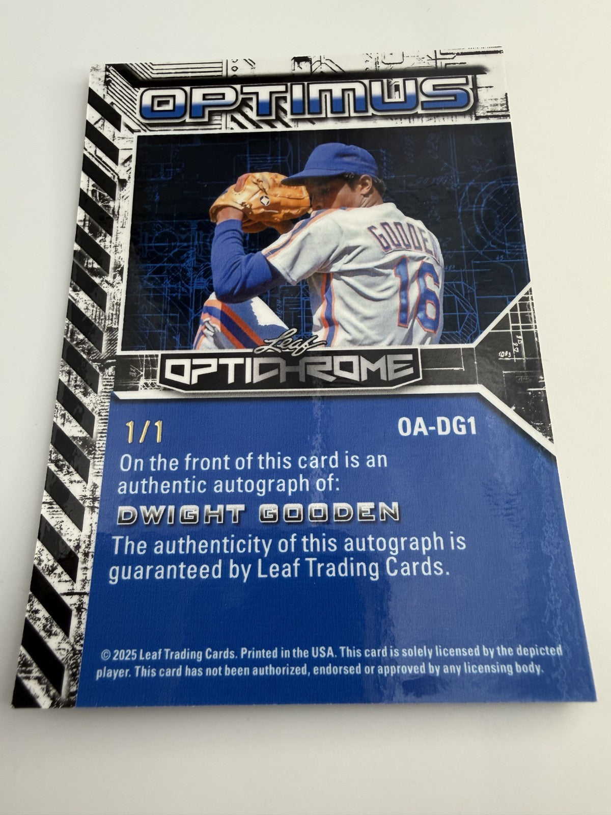 2025 Optimus Dwight Gooden Optichrome Autograph #OA-DG1 Auto 1/1