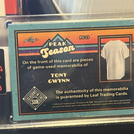 2026 Leaf Tony Gwynn Game warn memorabilia Card#PS-23 11/20