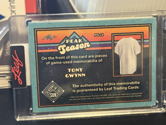 2026 Leaf Tony Gwynn Game warn memorabilia Card#PS-23 11/20