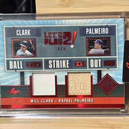 2026 Leaf Will Clark Rafael Palmeiro Game Used Memorabilia #LP-30 Numbered 6/6